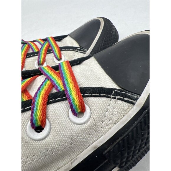 Converse Chucks Pride Sneakers Mens 4 Womens 6 Custom Made Black White Rainbow - Picture 13 of 14